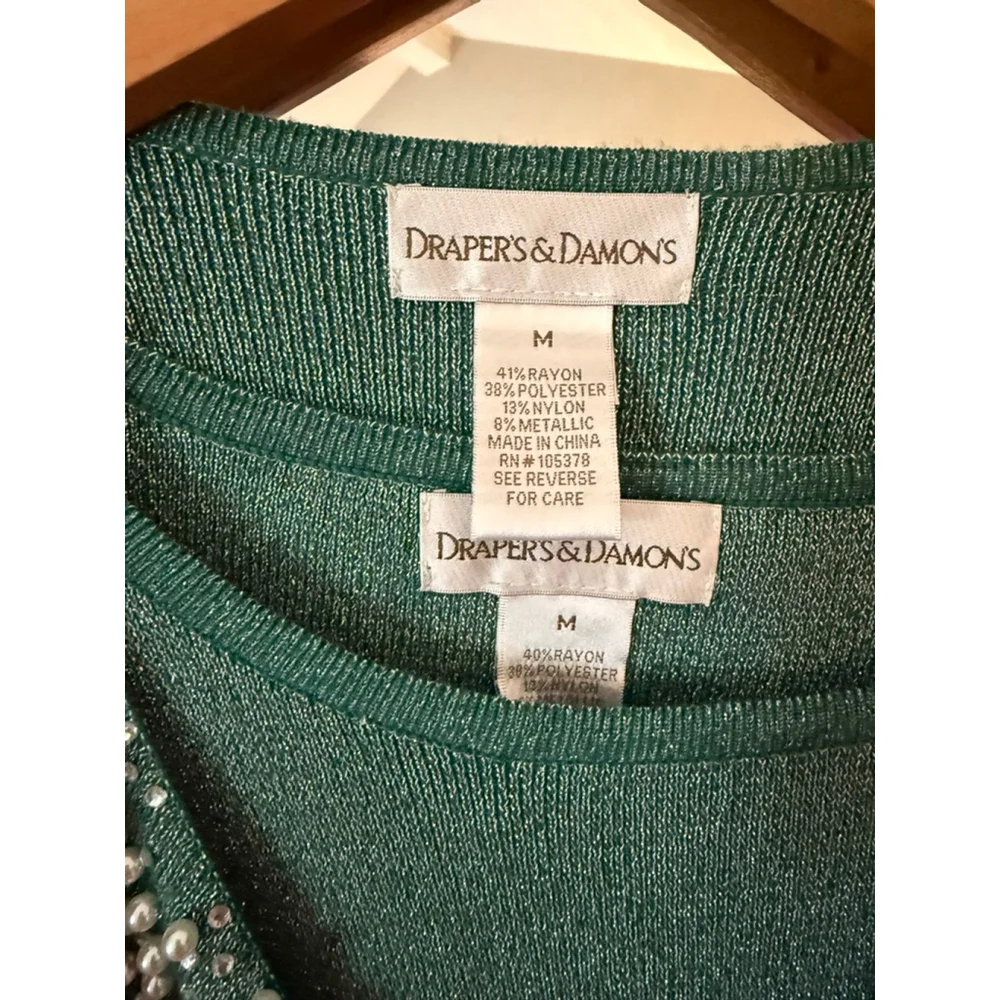 Women's Draper's & Damon's Green Beaded Cardigan M